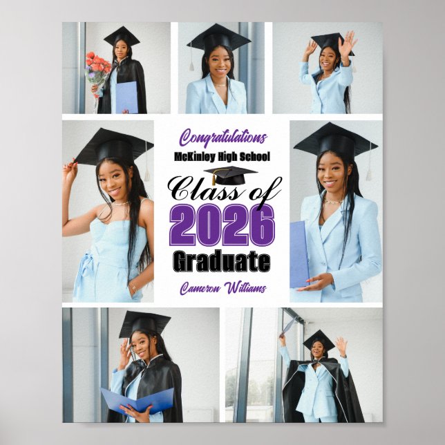 Lila Klass 2026 Examen Foto Collage Poster (Framsidan)