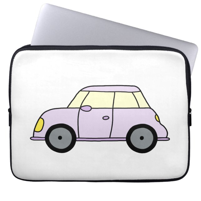 Lila Kleinwagen Laptop Fodral (Framsidan)