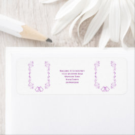 Lila Klockor Scrollwork Bröllop Returadress Etikett