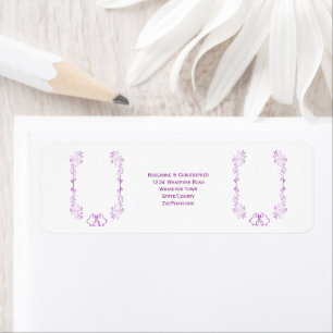 Lila Klockor Scrollwork Bröllop Returadress Etikett