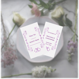 Lila Klockor Scrollwork Design Bröllop Placeringskort