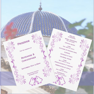 Lila Klockor Scrollwork Design Bröllop Program
