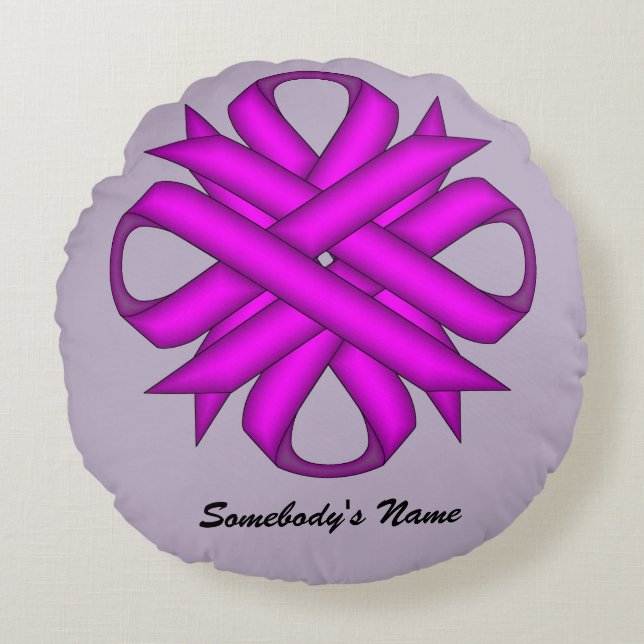 Lila Klöver Ribbon av Kenneth Yoncich Rund Kudde (Framsidan)