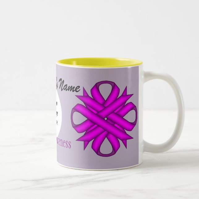 Lila Klöver Ribbon Template av Kenneth Yoncich Två-Tonad Mugg (Höger)