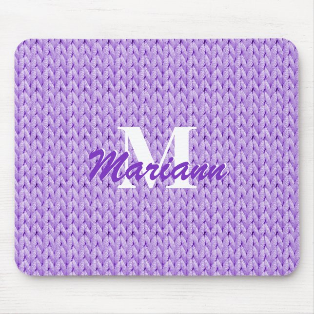 Lila Knitted Struktur Mouse Pad med Monogram Musmatta (Framsidan)