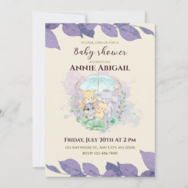 Lila Kön Neutral babystötare Inbjudningar