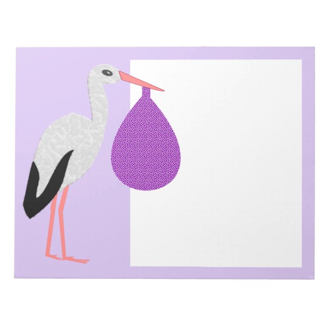 Lila könsneutral Baby Stork Anteckningsblock (Framsida)