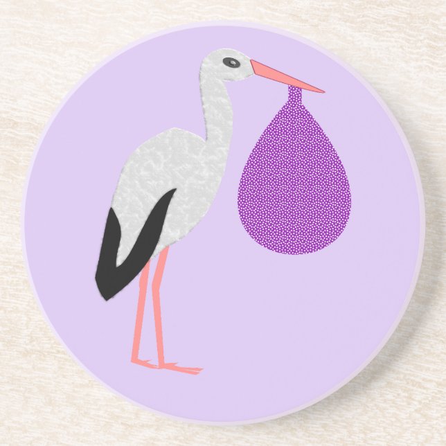 Lila könsneutral Baby Stork Underlägg (Framsidan)