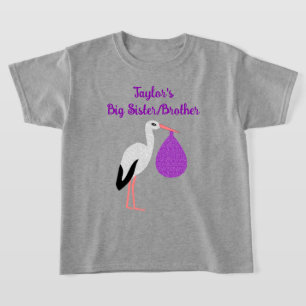 Lila könsneutral Bebis Storke Syster/Bröder T Shirt