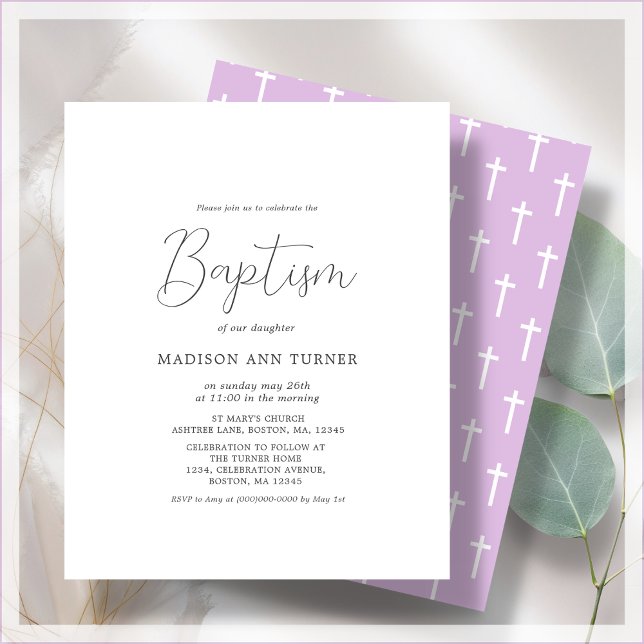 Lila Kor | Baptism budgetinbjudan (Skapare uppladdad)