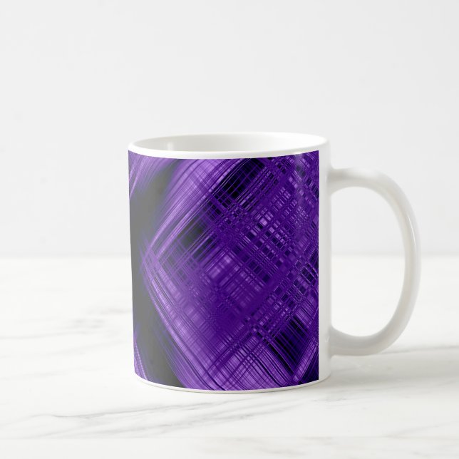 Lila kor och rutnät kaffemugg (Höger)