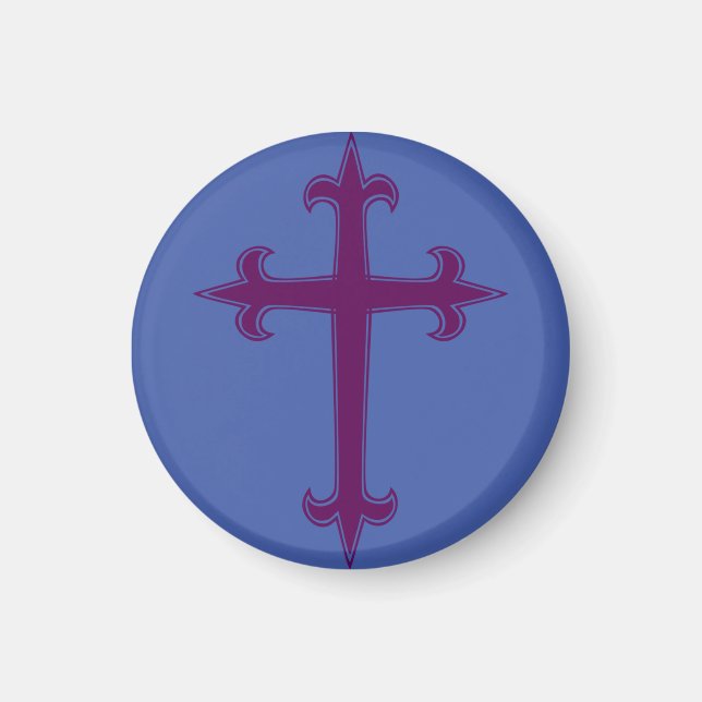 Lila kors fastetiden och adventstiden andaktskonst magnet (Framsidan)