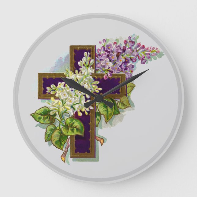 Lila kors och blommor stor klocka (Framsida)