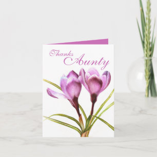 Lila-kort för Crocus art "Tack Aunty" Tack Kort