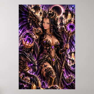 Lila Kosmisk Drottning Mörk Fantasykonst Poster