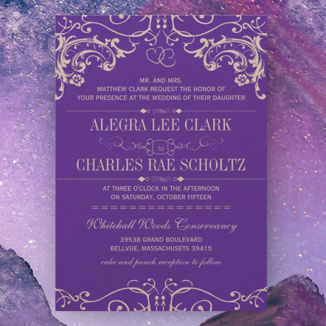 Lila Kraft Papper Vintage Typography Inbjudan (Skapare uppladdad)