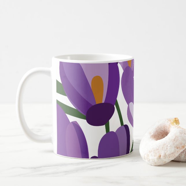Lila Krokus Blomma Kaffemugg (Med munk)