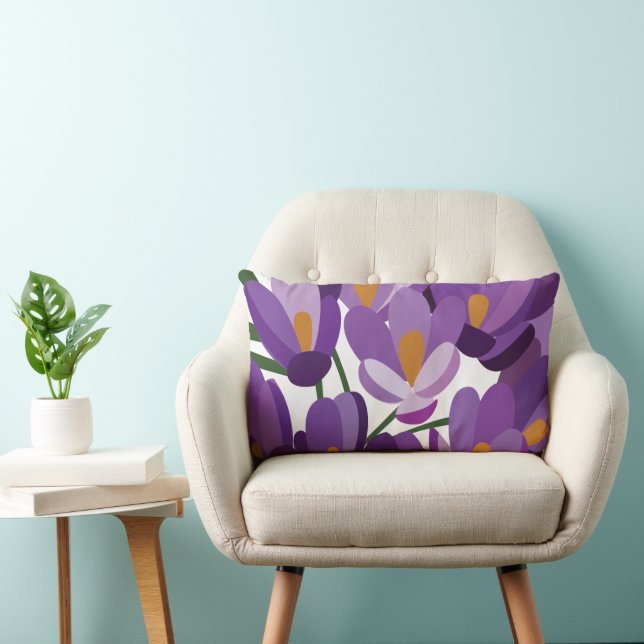 Lila Krokus Blomma Lumbarkudde (Stol)