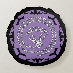 Lila Krona Chakra "Wisdom" Dragonfly Rund Kudde