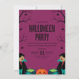 Lila kuslig Halloween-fest inbjudan