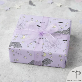Lila kusliga söta fladdermöss Halloween-presentpap Presentpapper