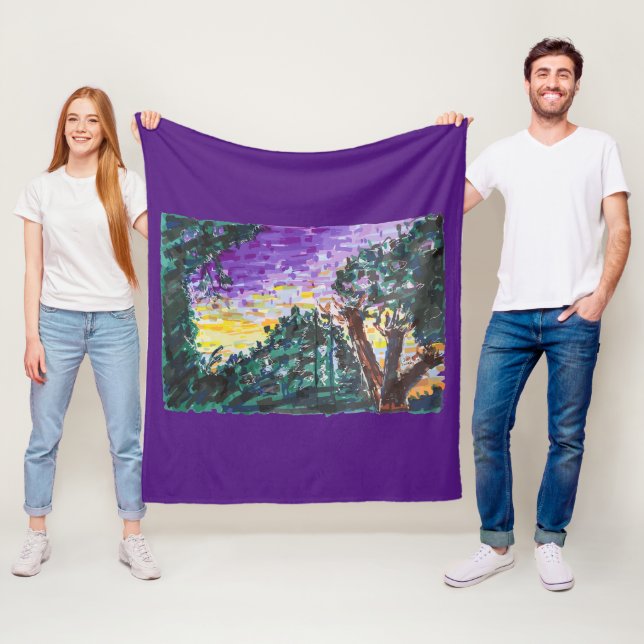 Lila kvällstid fleecefilt (På plats)