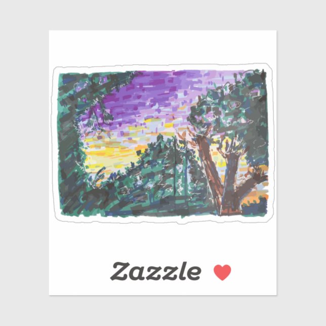 Lila kvällstid klistermärken (Ark)