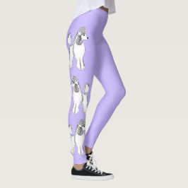 Lila kvinna för vitpudlar damasker leggings