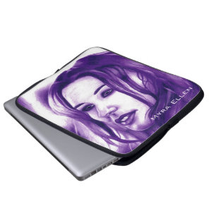 Lila kvinnoporträtt Originalkonst Laptop Fodral