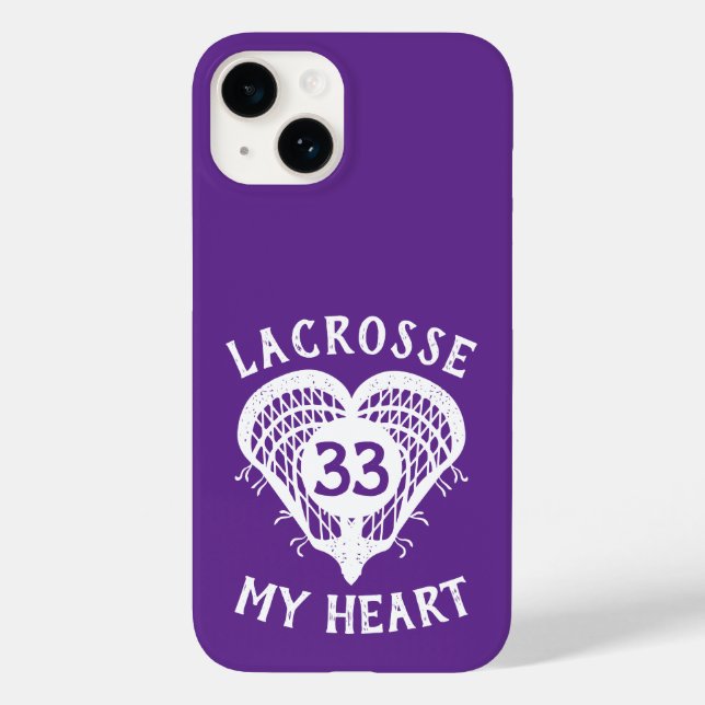 Lila Lacrosse Mitt hjärta Fodral-Mate iphone case (Baksida)