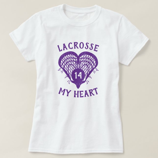 Lila Lacrosse My Heart T-Shirt (Design framsida)