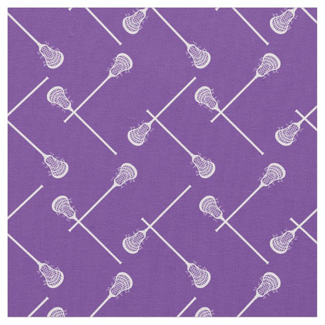 Lila Lacrosse White Sticks Patterned Tyg (Närbild)
