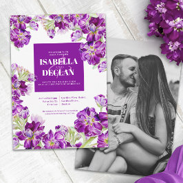 Lila lagrar blommigt blommor vattenfärgen bröllop inbjudningar