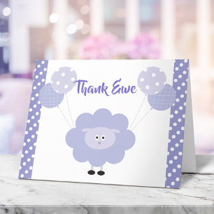 Lila Lamb Cute Sweet Gender Neutral Baby Shower Tack Kort