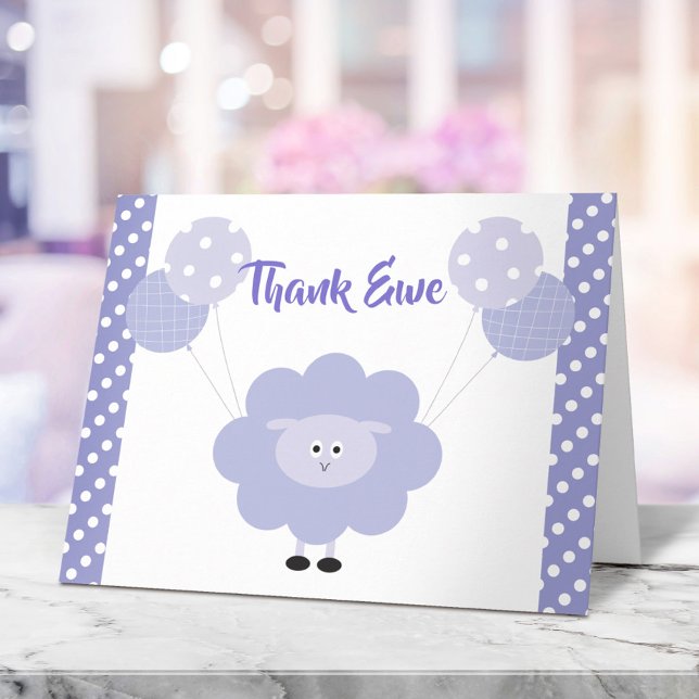 Lila Lamb Cute Sweet Gender Neutral Baby Shower Tack Kort (Skapare uppladdad)
