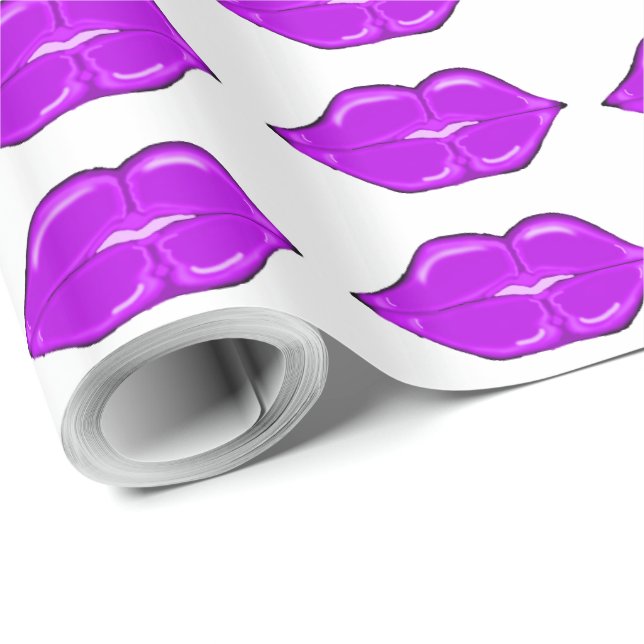 Lila Läppar Wrapping Papper Presentpapper (Rullad Hörn)