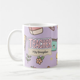 Lila Lärares Skolmaterial Mönster Kaffemugg