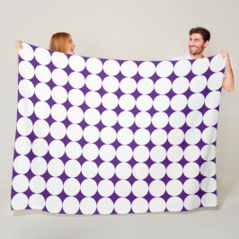 Lila Large White Polka dots Fleecefilt