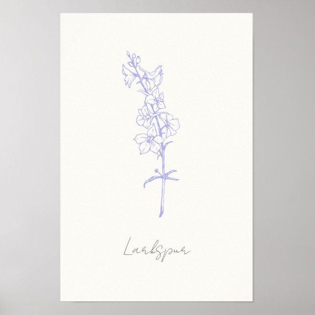 Lila Larkspur Blommigt Hand plockade Art Poster (Skapare uppladdad)