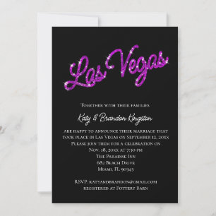 Lila Las Vegas Sparkles efter bröllopsinbjudan Inbjudningar