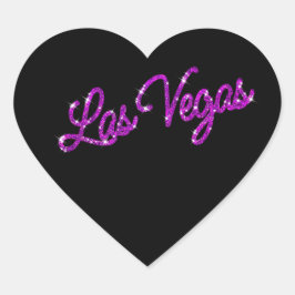 Lila Las Vegas Sparkles Sticker Hjärtformat Klistermärke