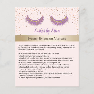 Lila Lash Salon Eyelash Eftervård Instruktion Flygblad