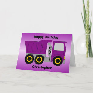Lila Lastbil Design Personlig Birthday Kort
