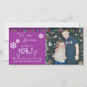 Lila Låt oss Jolly Jul Helgdag Photo Card Julkort