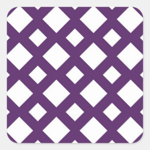 Lila Lattice on White Fyrkantigt Klistermärke