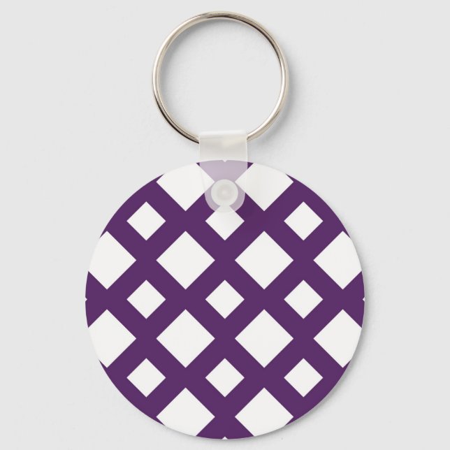 Lila Lattice on White Nyckelring (Framsida)