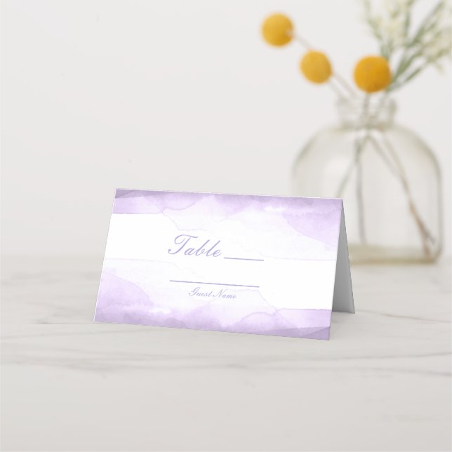 Lila Lavendel Akvarell Bord Nummer Sittplatser Placeringskort (Framsida)