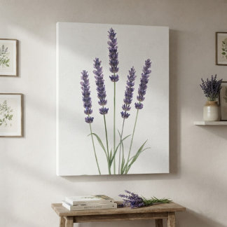 Lila Lavendel Akvarell Botaniskt Tryck