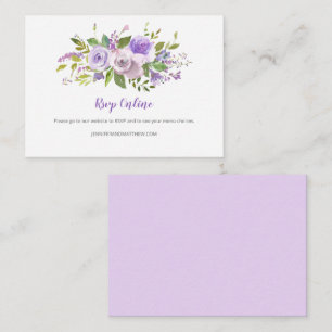 Lila Lavendel Akvarellrosor Online RSVP Tilläggskort