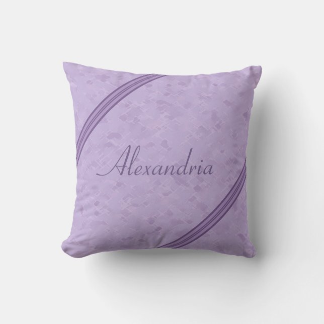 Lila Lavendel Anpassad Randig Monogram Kudde (Framsida)
